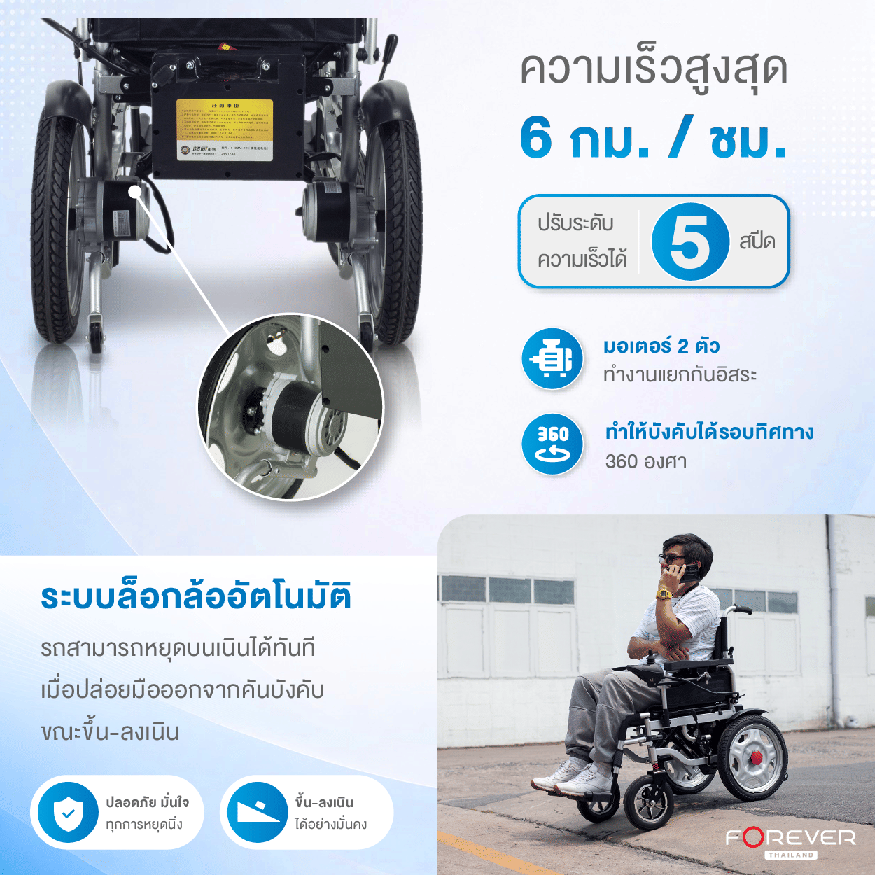 รถเข็นวีลแชร์ไฟฟ้า FOREVER ELITE SILVER ล้อใหญ่_2